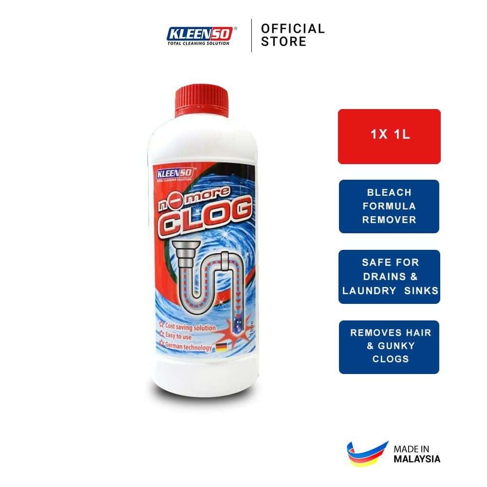 KLEENSO No More Clog 1 Liter (Liquid) 2 kleenso A bottle of glos cleaner with different colors.