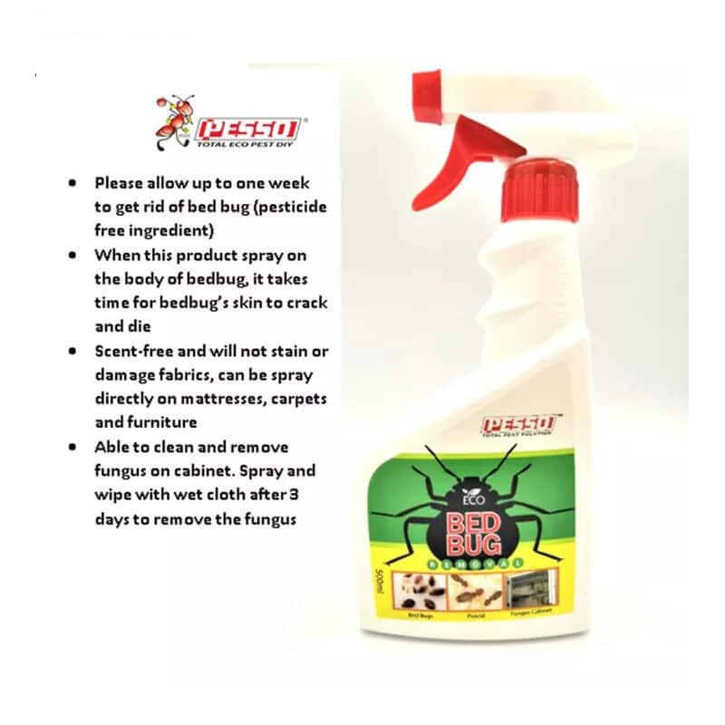 Kleenso Pesso Eco Bed Bug Repellent Liquid Spray 500ML Penghalai Pepijat Tilam dan Tempat Tidur Semburan Cecair 2 kleenso A bottle of bug spray with a label on it.