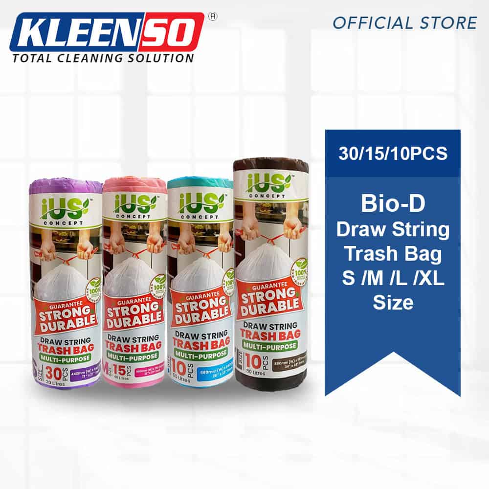Kleenso IUS Concept Drawstring Trash Bag S/M/L/XL size Bio-degradable Multipurpose Garbage Bag 1 kleenso Kleen 50 bio - d string string bag sm - lm.