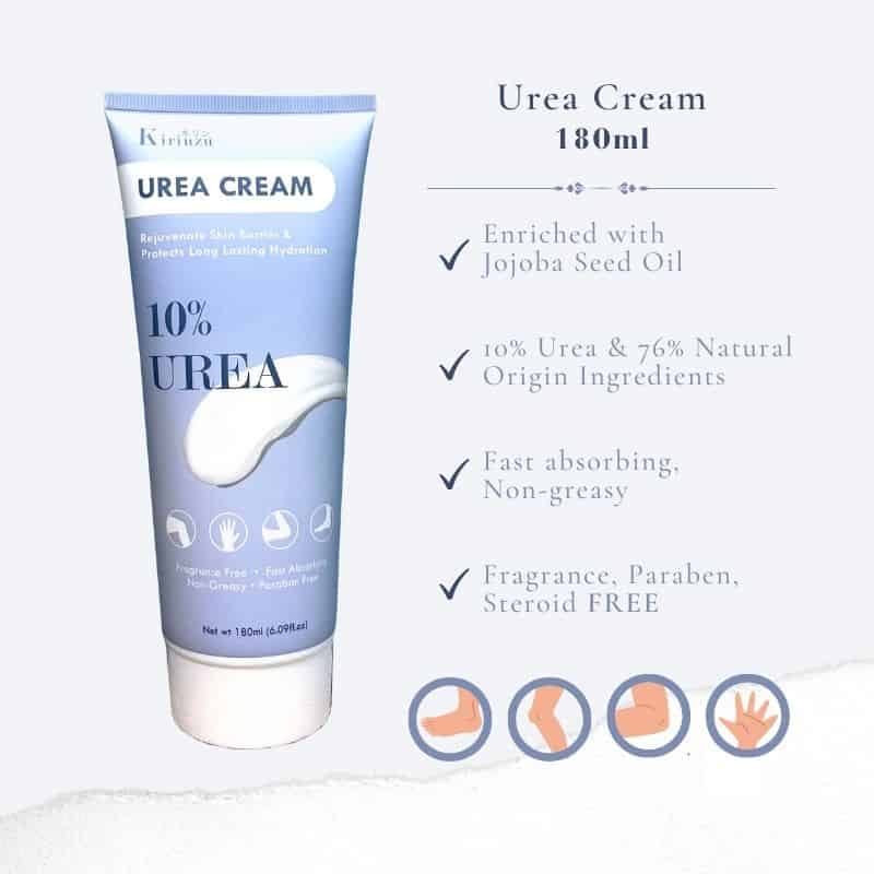 Kirinzu Urea Cream 180ml Rejuvenate Enhances Hydration Fragrance Free Paraben Free 3 kleenso A tube of urea cream.