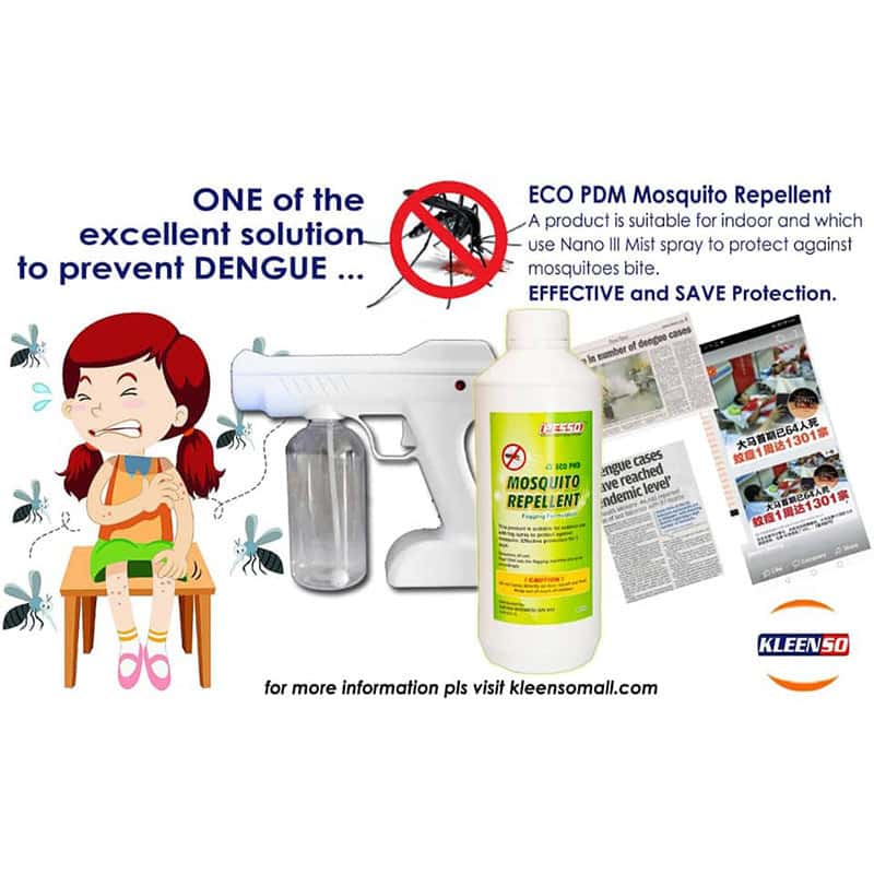 KLEENSO ECO PMD MOSQUITO REPELLENT Fogging Solution 1L 4 kleenso One of the solution eco-mozzie repellent to prevent mosquitoes.