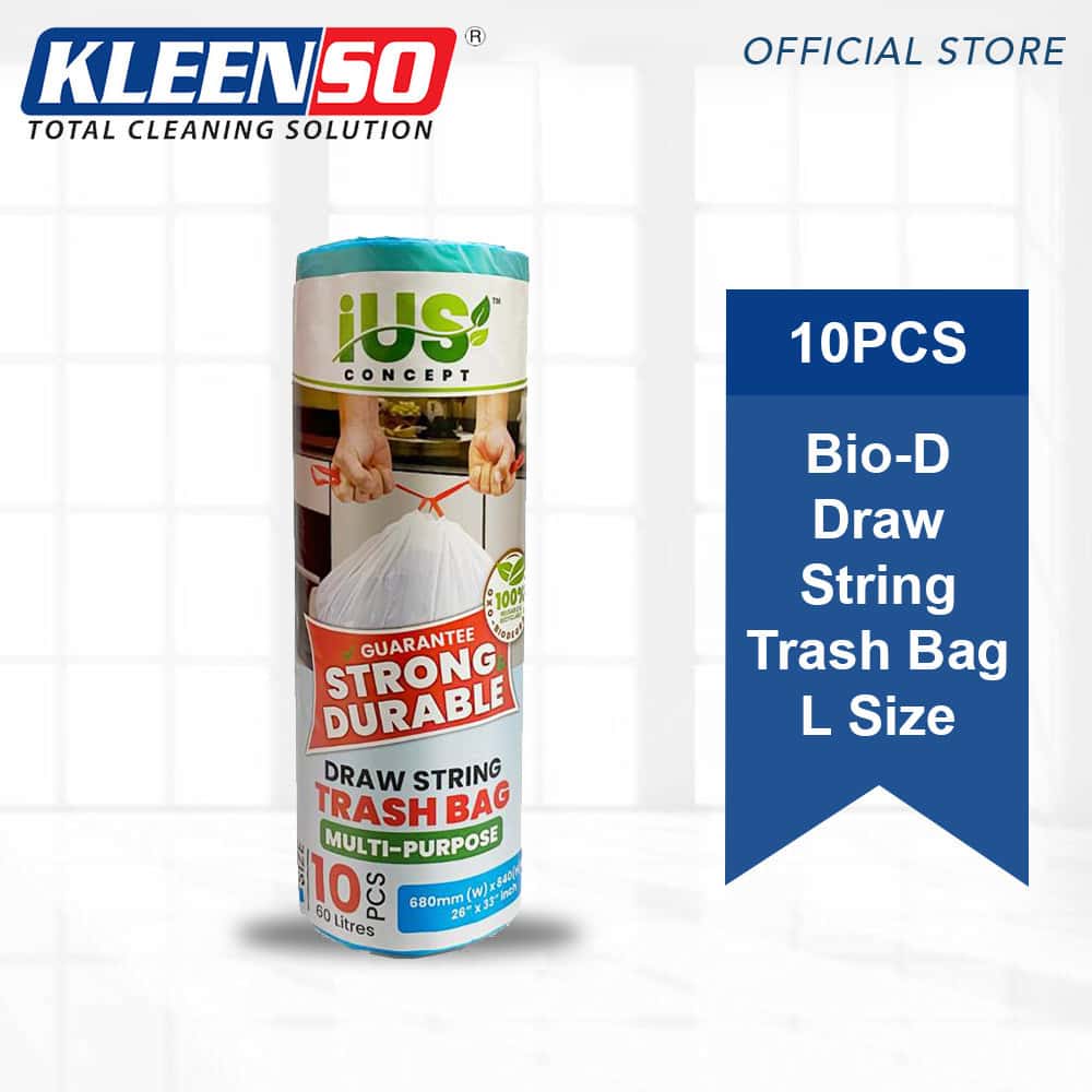 Kleenso IUS Concept Drawstring Trash Bag S/M/L/XL size Bio-degradable Multipurpose Garbage Bag 4 kleenso 10 pcs bio - d string string trash bag.