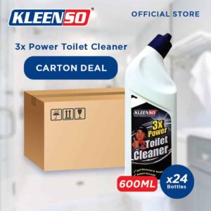 kleenso A box of [Carton Deal] KLEENSO 3x Power Toilet Cleaner (24x 600ML) toilet cleaner.