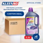 kleenso A box of [Carton Deal] Kleenso 2.2L Lavender Kill Germs with Benzakonium Floor Cleaner – 2.2L (Litre) (6 x 2.2L).