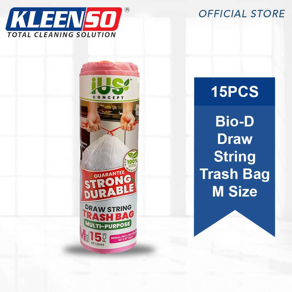 Kleenso IUS Concept Drawstring Trash Bag S/M/L/XL size Bio-degradable Multipurpose Garbage Bag 3 kleenso Kleen 50 bio - d string trash bag m - bag.